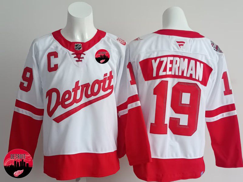 Men Detroit Red Wings #19 Yzerman White 2025 Fanatics Home Premium NHL Jersey style 5